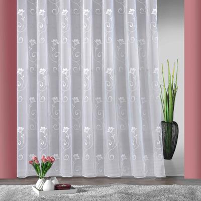 Gardine WECKBRODT "Lilly", weiß, B:438cm H:160cm, Jacquard, Polyester, Gardinen, Jacquard, strukturiert, Allover,Motiv,floral,Bleiband, nach Maß, Store Image