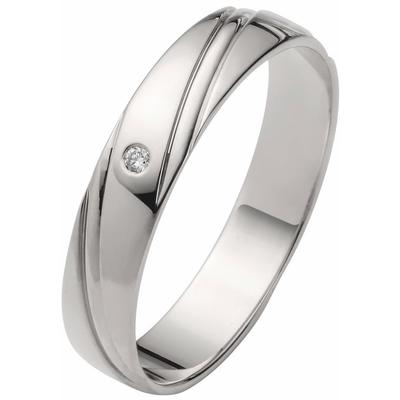 Trauring FIRETTI "Schmuck Geschenk Gold 375 Hochzeit Ehering "LIEBE" Gr. 22, weiß (weißgoldfarben), Fingerringe, 22, 0,01 ct SI = kleine Einschlüsse mit Brillant, Weißgold 375, 4mm, Made in Germany, wahlweise mit oder ohne Brillant Image