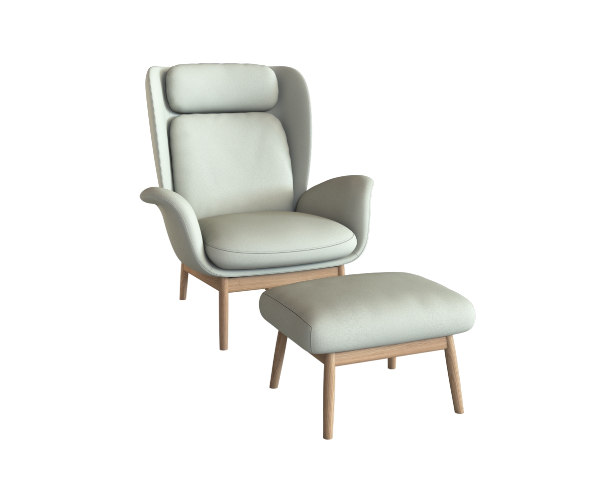 Ohrensessel FLEXLUX "Padova", weiß (warm weiß), B:92cm H:99cm T:103cm, 100% Echteder, Sessel, Stil & Komfort, organische Form, Ledenstütze integriert, Fuß Eiche Image
