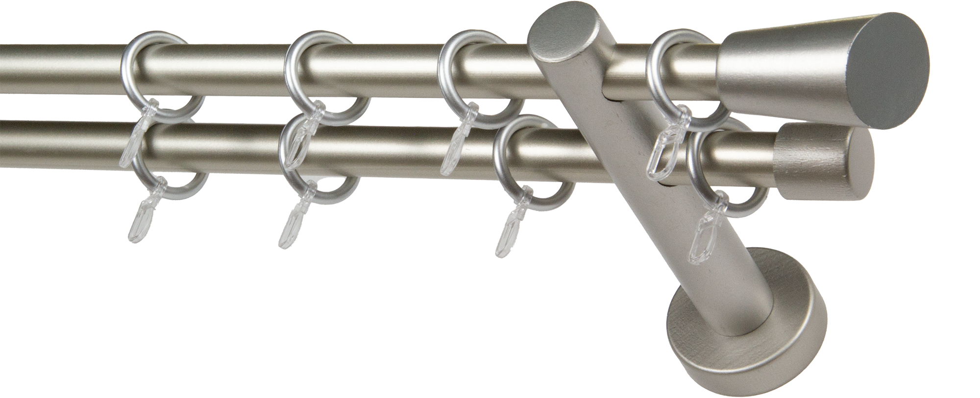 Gardinenstange GARESA "MOLIS", silber (mattchromfarben), L:430cm Ø:20mm, Aluminium, Holzwerkstoff, Metall, Gardinenstangen, Vorhanggarnitur, verlängerbar, Wandmontage, mit Ringe/2 Lauf Gleiter Image