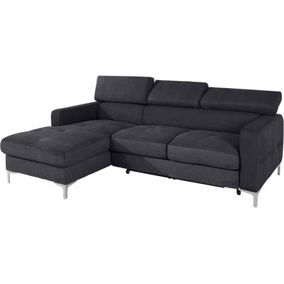 Ecksofa COTTA "Sammy L-Form", schwarz, B:226cm H:74cm T:169cm, Struktur (100% Polyester ), Chenille (90% Polyester; 10% Polyamid ), Sofas, mit Kopfteilverstellung, wahlweise mit Bettfunktion & Bettkasten Image