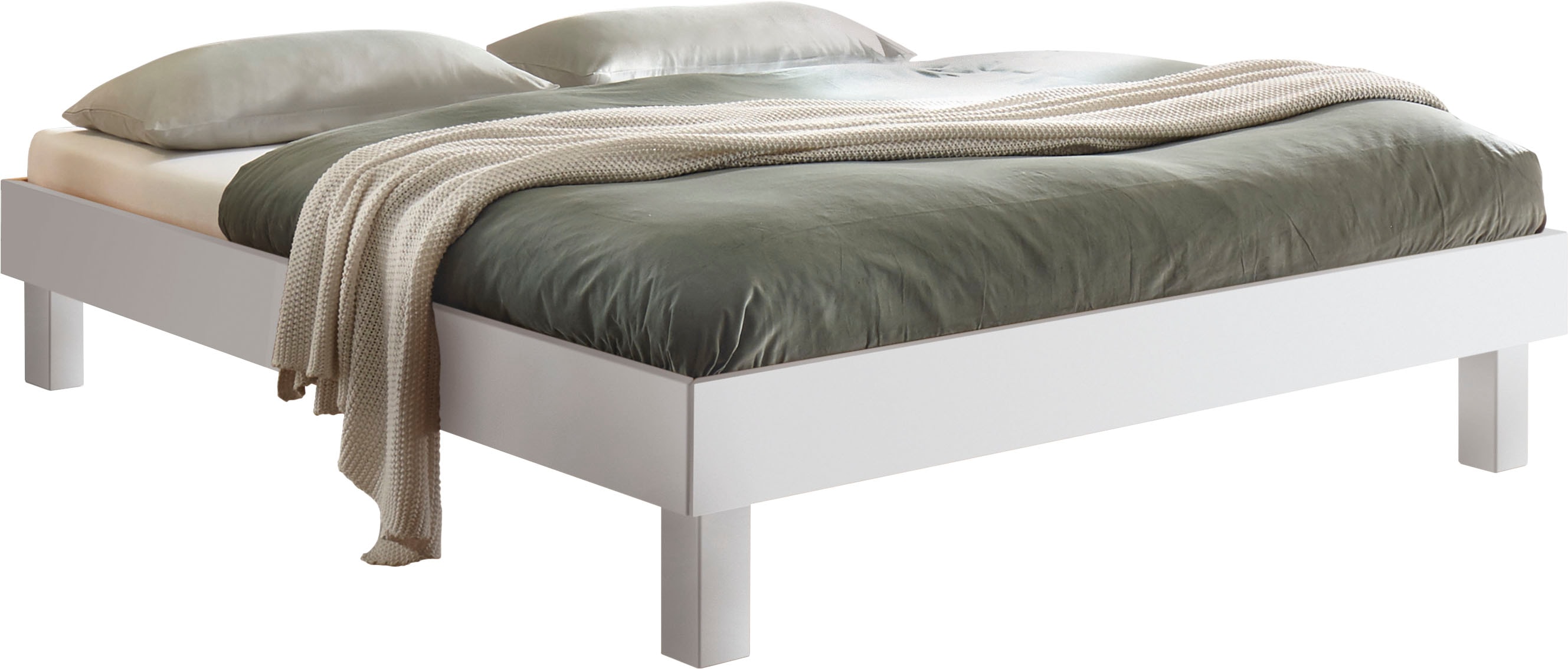 Holzbett HASENA "Rapallo", weiß (weiß deckend, lackiert), B:206cm H:36cm L:205cm, MDF, Betten, Massivholzbett, Fußhöhe 20 cm Image