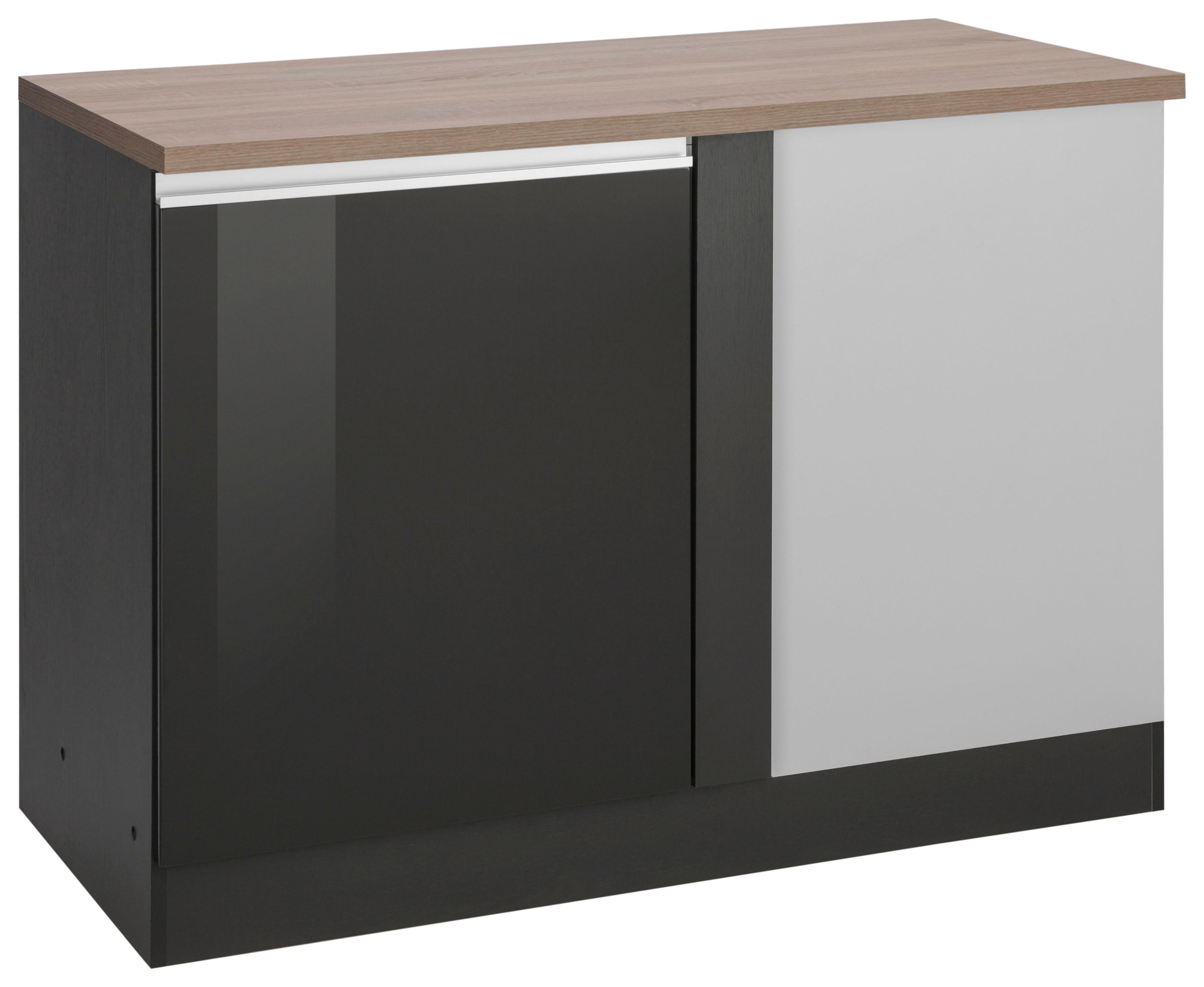 Eckunterschrank KOCHSTATION "KS-Ohio", grau (grau hochglanz, grafit), B:120cm H:85cm T:60cm, Schränke Image