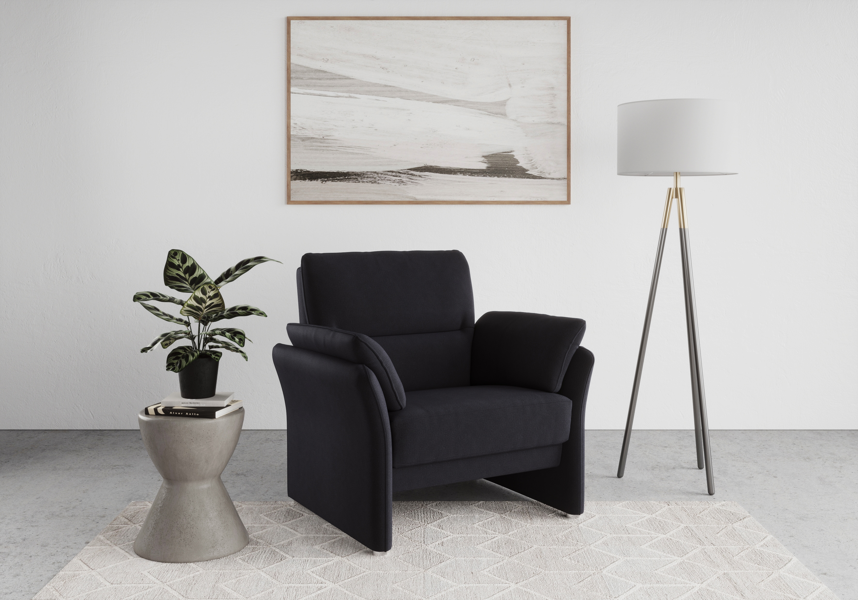 Sessel DOMO COLLECTION "Pina elegant und zeitloser Clubsessel, bequemer Cocktailsessel", blau (dunkelblau), B:99cm H:95cm T:88cm, Sessel, Einzelsessel, Hoher Sitzkomfort, Microfaser hochflorig, dunkelblau