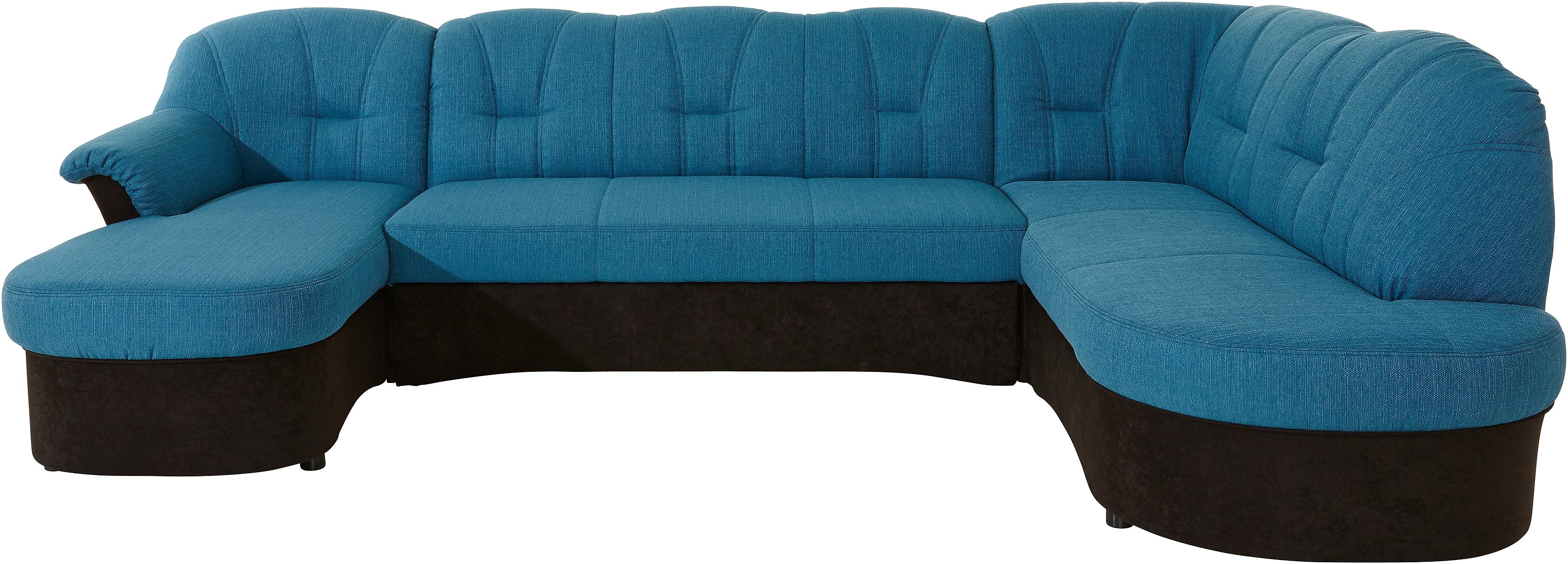 Wohnlandschaft DOMO COLLECTION "Flores auch in Leder-Bezug, B/T/H: 293/180/86 cm, U-Form", schwarz (schwarz, petrol), B:293cm H:84cm T:182cm, NaturLEDER (echtes Rindsleder) in Sitz und Rücken. Korpus in passendem Kunstleder SOFTLUX...