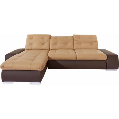 Ecksofa SIT & MORE "Palomino L-Form", braun (mokka, cappuccino), B:284cm H:84cm T:109cm, Kunstleder SOFTLUX/Struktur (100% Polyester), Kunstleder SOFTLUX/Feinstruktur (100% Polyester), Kunstleder SOFTLUX/ NaturLEDER (echtes Rindsleder), Sofas,... Image