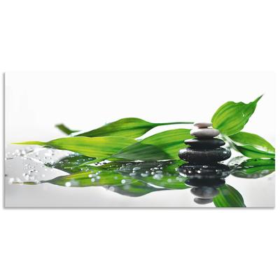 Wandbild ARTLAND "Spa mit Steinen und Bambus", grün (farbe bild(er): grün), B:100cm H:50cm, Bilder, als Alubild, Outdoorbild, Leinwandbild in verschied. Größen Image