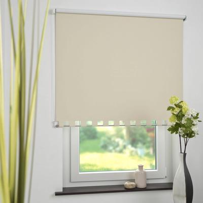 Seitenzugrollo LIEDECO Gr. 7, beige, B:122cm H:180cm, Polyester, Rollos, Volantrollo - eckiger Volant, Fixmaß Image