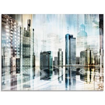 Glasbild ARTLAND "Frankfurt Skyline Abstrakte Collage", blau (farbe bild(er): blau), B:60cm H:45cm, Bilder, in verschiedenen Größen Image