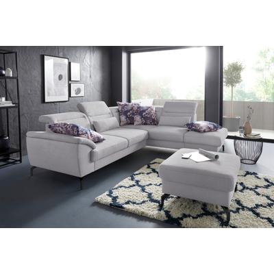 Ecksofa SIT & MORE "Percy L-Form", silber, B:270cm T:235cm, Sofas, 15 cm Fußhöhe, Sitztiefenverstellung, wahlweise in 2 Fußfarben Image
