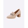 Pumps HEINE, Damen, Gr. 40, beige, Leder, Veloursleder, modisch, Schuhe