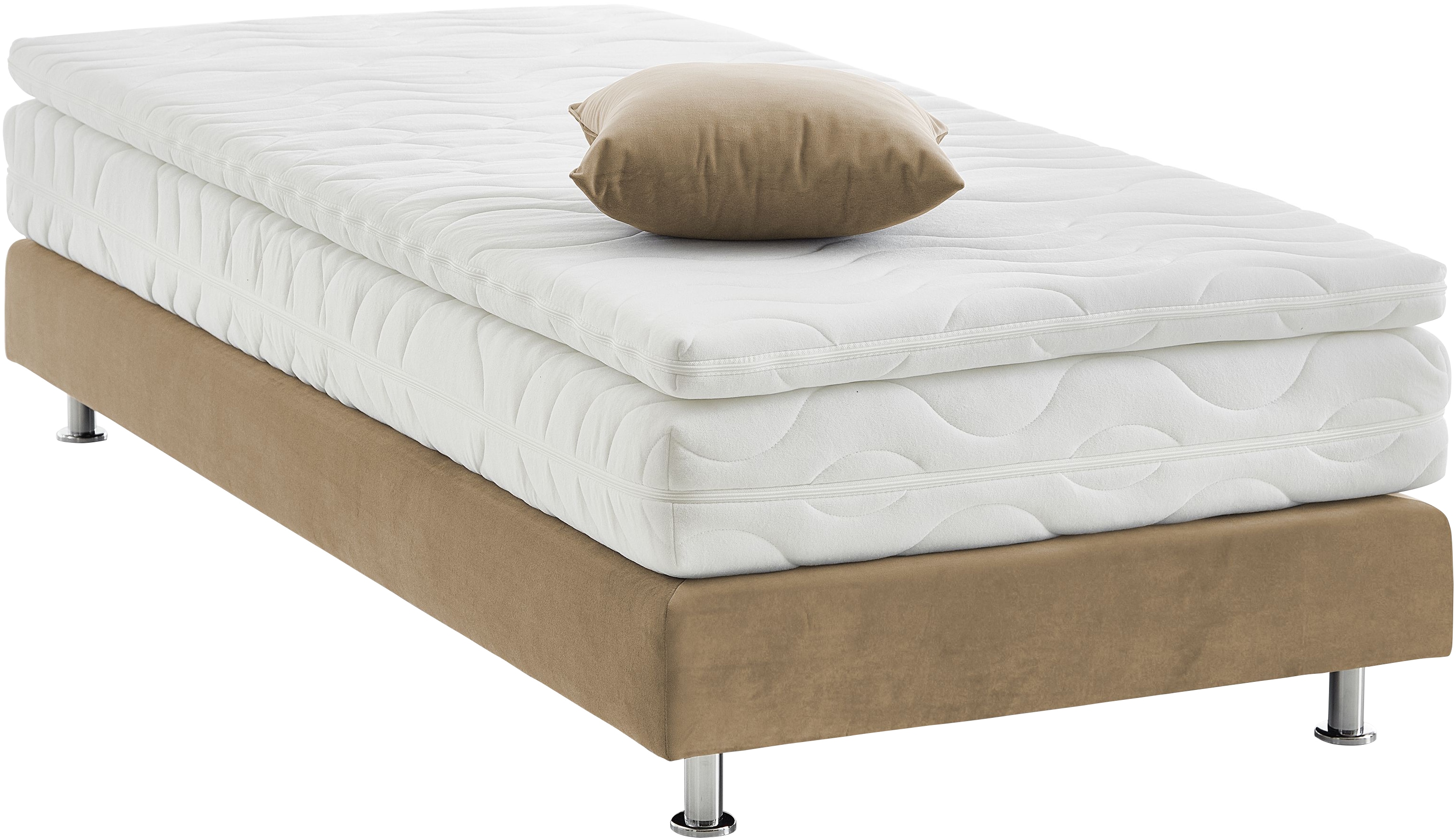 Boxbett "Nagoya", beige, B:90cm L:202cm, WESTFALIA SCHLAFKOMFORT, Komplettbetten, wählbar mit und ohne Topper, in H2, H3 und H4 erhältlich Image