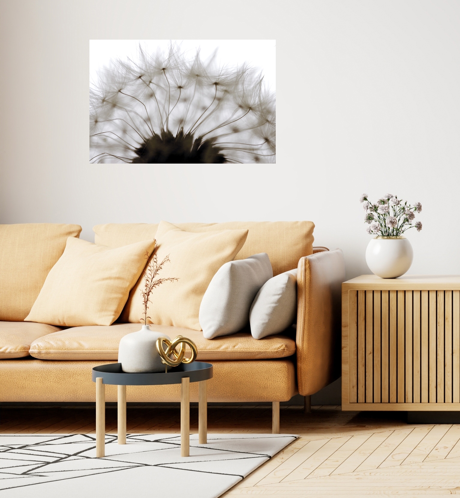 Wandsticker QUEENCE "Pusteblume", weiß, B:150cm H:90cm T:0,1cm, Folie, Wandtattoos, Selbstklebend, kinderleichte Anbringung