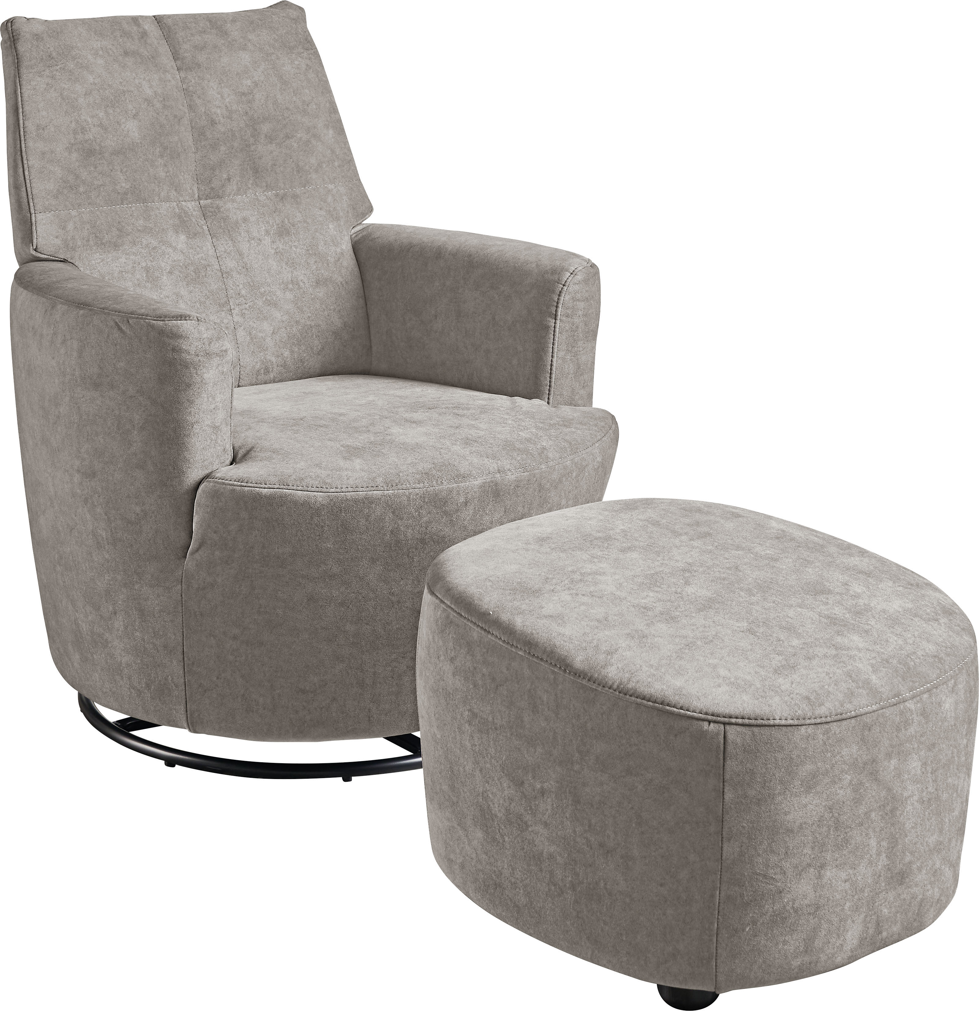 Relaxsessel "SO 1450", beige (beigegrau fzr 149), B:80cm H:96cm T:88cm, Samtstoff FZR (100% Polyester), SET ONE BY MUSTERRING, Sessel, Relaxsessel, mit Dreh- und Wippfunktion, inklusive Hocker