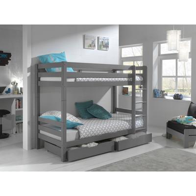Etagenbett VIPACK "Pino", grau (grau, grau), B:105cm H:161cm L:210cm, Etagenbetten, wahlweise mit Bettschublade Image