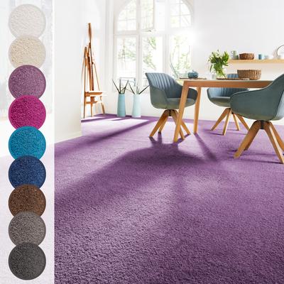 Teppichboden ANDIAMO "Sophie, Frisee-Velours, Made in Netherlands", lila, B:400cm H:12mm L:100cm, Kunstfaser, Teppiche, Uni Farben, Breite 400 cm oder 500 cm, strapazierfähig & pflegeleicht Image