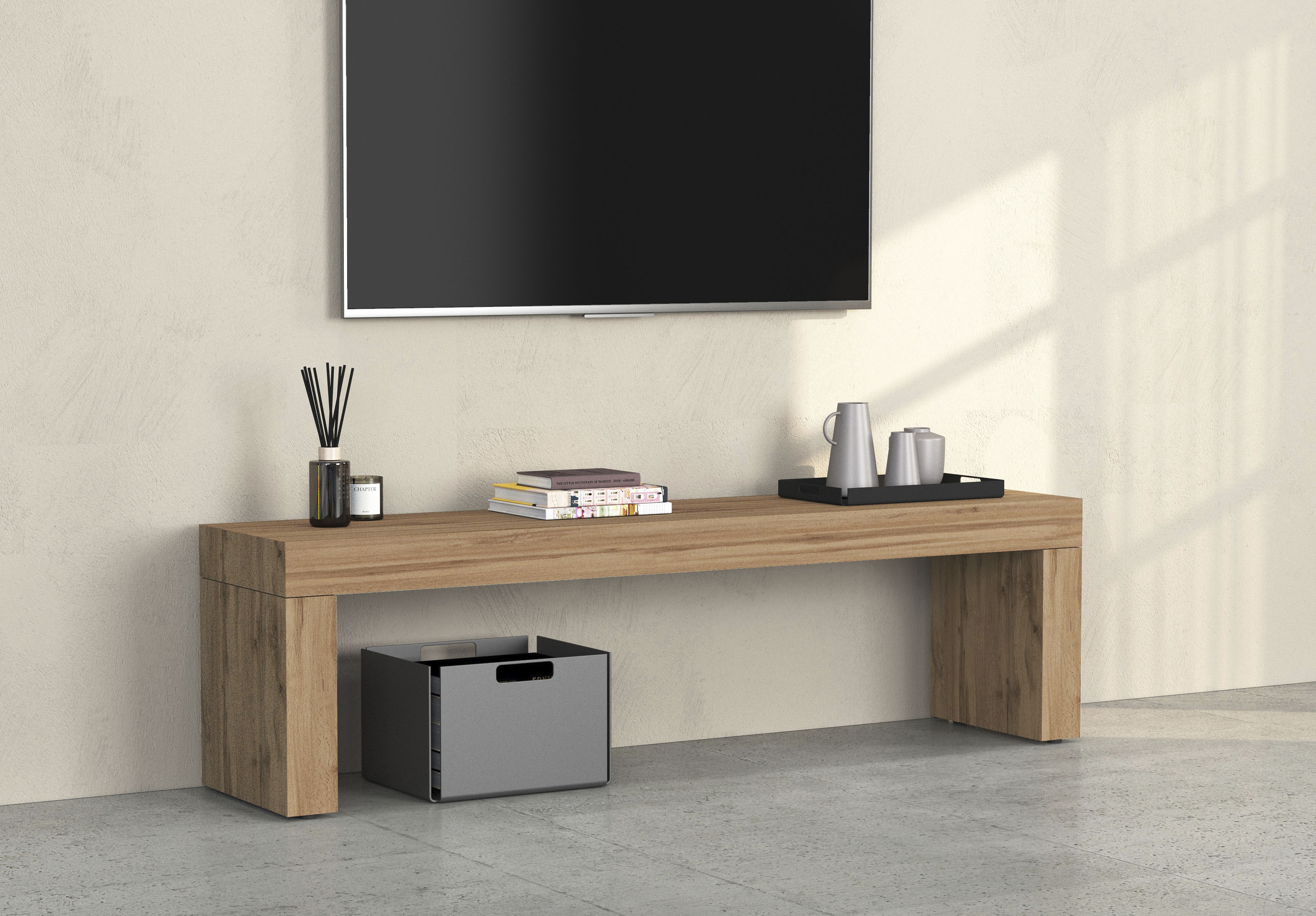 TV-Brücke INOSIGN "CHRONOS Breite 180 cm, mit eine 10 cm dicken stabilen folding Platte", braun (eiche wotan), B:180cm H:50cm T:40cm, FSC-zertifizierter Holzwerkstoff, Sideboards, TV-Board, Medienbrücke, TV-Aufsatz 'Made in Italy'
