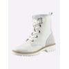 Schnürstiefelette HEINE, Damen, Gr. 39, weiß, Leder, Glattleder, Veloursleder, Rindsleder, modisch, Schuhe