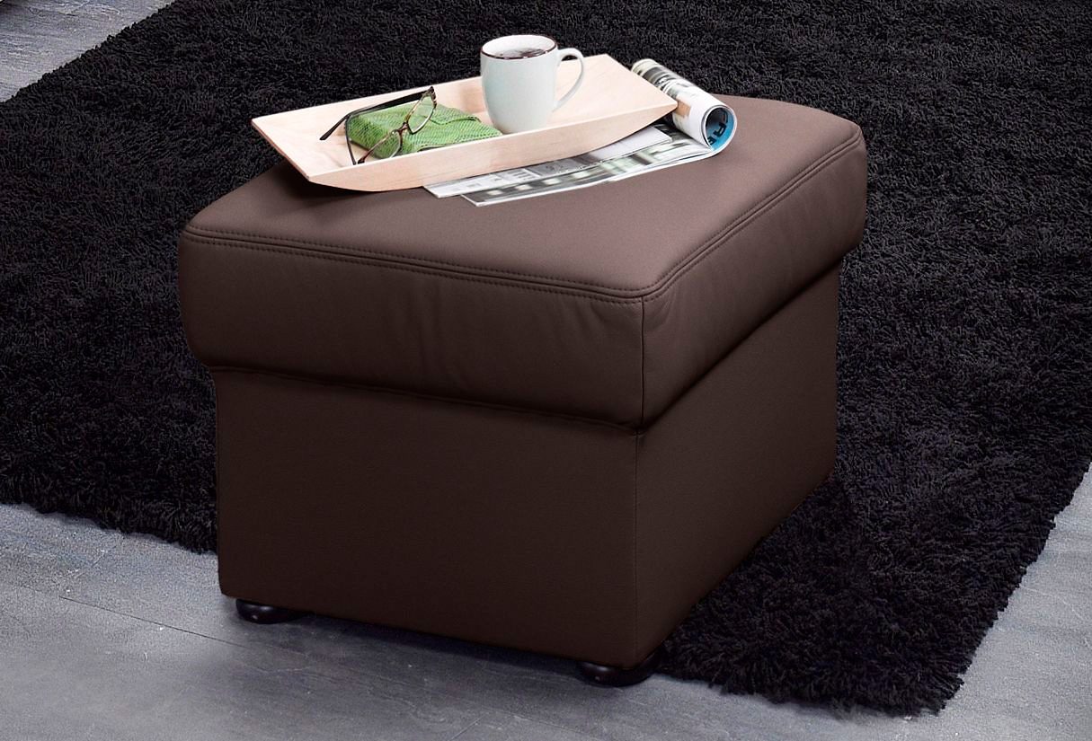 Hocker SIT & MORE "Bansin", braun (mokka), B:58cm H:45cm T:58cm, Luxus-Microfaser ALTARA NUBUCK (100% Polyester);SOFTLUX-Kunstleder;NaturLEDER (echtes Rindsleder)/Korpus SOFTLUX-Kunstleder, Hocker, Polsterhocker Lederhocker