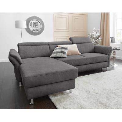 Ecksofa SIT & MORE "Avignon L-Form", grau (anthrazit), B:259cm H:97cm T:172cm, Flachgewebe (90% Polyester, 10% Polyamid), Luxus-Microfaser (100% Polyester), Struktur (100% Polyester), Sofas, Kopfteilverstellung, wahlweise mit Bettfunktion und... Image