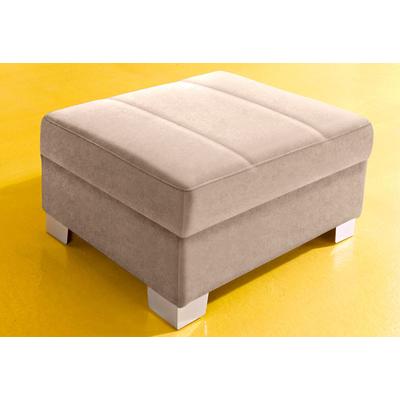 Hocker DOMO COLLECTION "Turah mit moderner Steppung", beige (natur), B:85cm H:40cm T:61cm, Microfaser PRIMABELLE (100% Polyester), Struktur ( 85% Polyester, 15% Acryl), NaturLEDER (Echtes Rindsleder in Sitz und Rücken. Korpus in passendem Kunstleder... Image