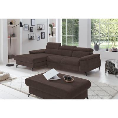 Ecksofa COTTA "Kitty L-Form", braun (espresso), B:244cm H:72cm T:166cm, Microfaser (100% Polyester), Flachgewebe (100% Polyester), Sofas, mit Kopfteilverstellung, wahlweise mit Bettfunktion & Bettkasten Image