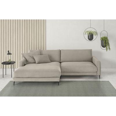 Ecksofa INOSIGN "Downtown, B/T/H: 272/190/84 cm L-Form", beige (sand), B:272cm H:84cm T:190cm, 95% Polyester, 5% Nylon, Sofas, weicher Sitzkomfort auch in Cord und Bouclé, incl. Zierkissen Image