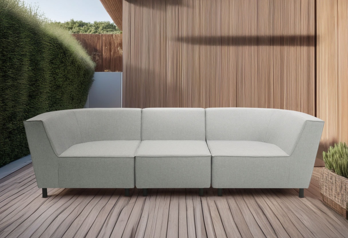 3-Sitzer DOMO COLLECTION "Sonna, individuell zusammenstellbar", braun, B:279cm H:77cm T:103cm, 100% Olefin, Sofas, Gartenlounge-Set oder Einzelelemente, Outdoor