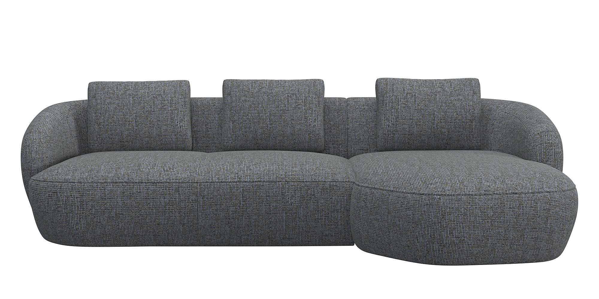 Wohnlandschaft FLEXLUX "Torino, rund, L-Form, Sofa-Ecke mit Recamiere, Longchair-Sofa", grün (moss grün), B:276cm H:85cm T:146cm, Sofas, Wohnlandschaft, Modernes, organisches Sofa-Design, Kaltschaum, Wellenunterfederung
