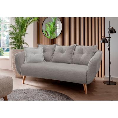 2,5-Sitzer HOME AFFAIRE "Baggio modern und romantisches Design, bequem", grau, B:196cm H:80cm T:103cm, 100% Polyester, Sofas, Zierkissen inklusive Image