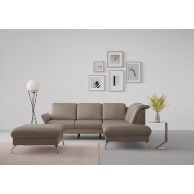 Ecksofa SIT & MORE "Fashion L-Form", grau (taupe), B:250cm H:84cm T:207cm, Sofas, wahlweise mit Kopfteilverstellung, Vorziehsitz, motorisch, Nickelfüße Image