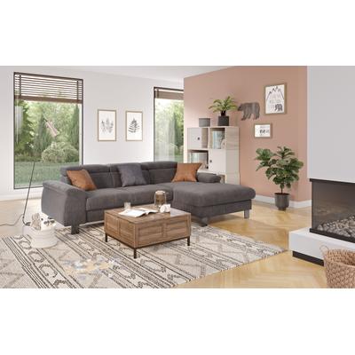 Ecksofa COTTA "Komaris L-Form mit Kopfteilverstellung", grau (anthrazit), B:244cm H:72cm T:166cm, 88% POLYESTER (PES) 12% POLYAMID (PA), Sofas, wahlweise mit Bettfunktion, Bettkasten & Beleuchtung, Topseller Image