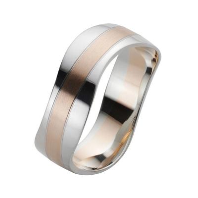 Trauring FIRETTI "Schmuck Geschenk Gold 375 Hochzeit Ehering Trauring "LIEBE" Gr. 22, rosa (weißgoldfarben, roségoldfarben), Fingerringe, 22, ohne Brillanten, Weißgold 375-Roségold 375, 8mm, Weißgold 375, Rosu00e9gold 375, Made in Germany,... Image
