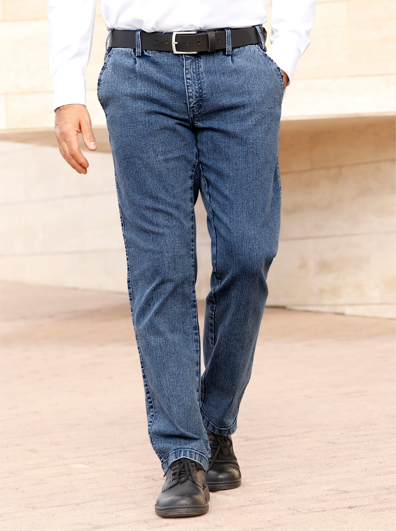 Bequeme Jeans MARCO DONATI, Herren, Gr. 30, Unterbauchgrößen, blau (blau, bleached), 86% Baumwolle, 13% Polyester, 1% Elasthan, unifarben, lang, Jeans