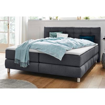 Boxspringbett ANDAS "Salo XXL", grau (anthrazit), B:194cm L:231cm, Komplettbetten, Boxspringbett, in Samtoptik oder Struktur, 6 Breiten in Überlänge 220cm, 4 Härtegrade Image