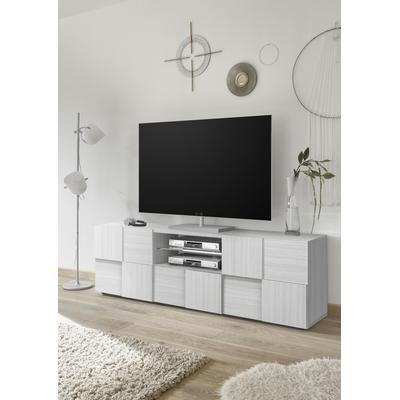 Lowboard INOSIGN "Dama Breite 181 cm, TV-Board 2 Türen, 1 Schubkasten, TV-Schrank", grau (eucalipto), Sideboards, Front in 3D-Optik, viel Stauraum, verschiedene Farben Image