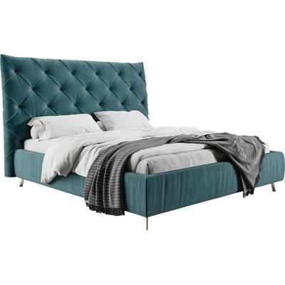 Polsterbett PLACES OF STYLE "Elloree, in 4 Breiten, hinten mit Originalstoff bezogen, auch in Leder", blau (blau, grau), B:236cm H:143cm L:254cm, 100% Polyester, Betten, Polsterbett Polsterbett ohne Bettkasten, Kopfteilhöhe 143cm, belastbar bis 280... Image