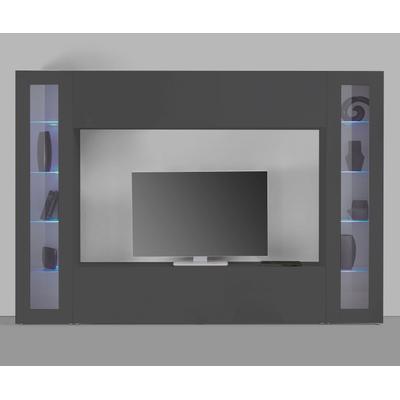 Wohnwand INOSIGN "Maruska", schwarz (anthrazit matt), B:260cm H:180cm T:30cm, Spanplatte, Kastenmöbel-Sets, 4-tlg, Breite 260 cm Image