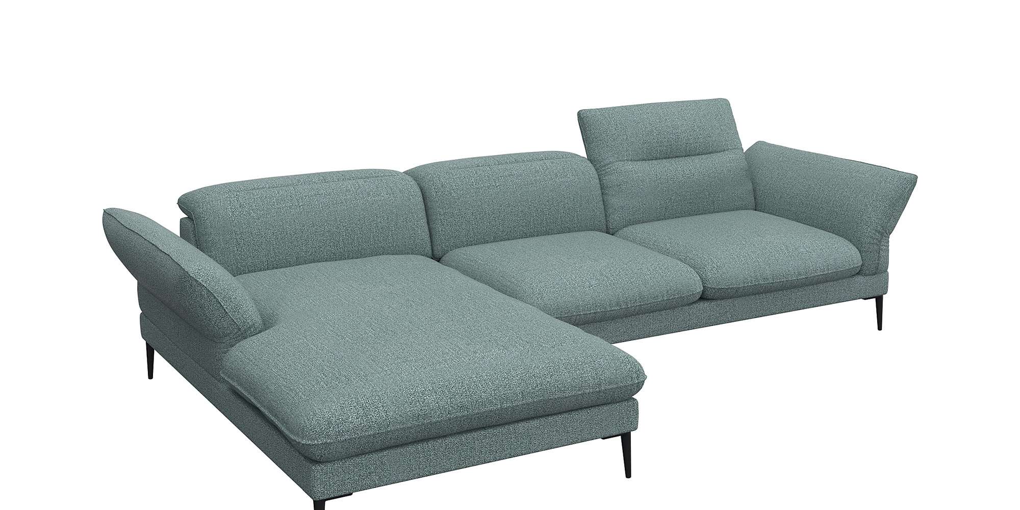 FLEXLUX "Salino, Funktionssofa mit Recamiere, Relaxsofa, Ecksofa" Sofa mit Arm- und Kopfteil-Verstellungen, Kaltschaum & Stahl-Wellen