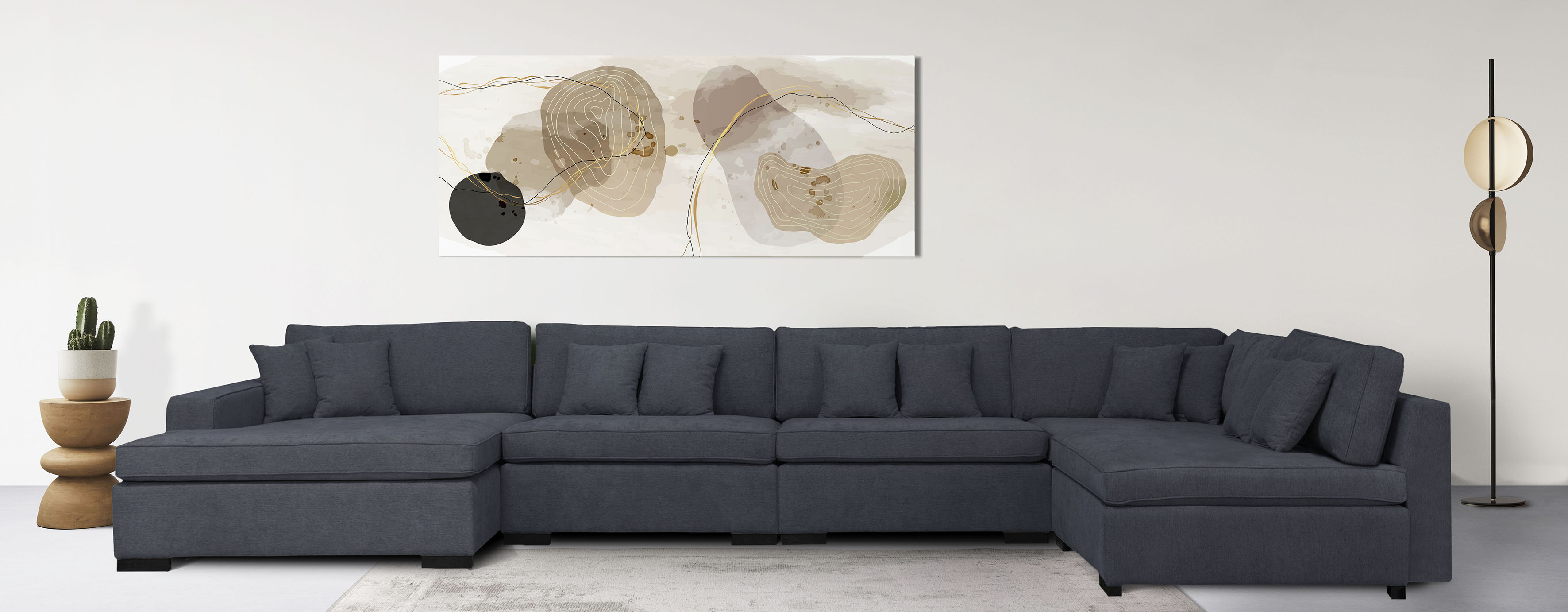 Wohnlandschaft HOME AFFAIRE "Skara XXL U-Form", blau (graublau), B:510cm H:86cm T:250cm, 100% Polyester, Sofas, Lounge-Sofa XXL mit Federkern-Polsterung, in vielen Bezugsvarianten Image