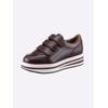 Sneaker HEINE, Damen, Gr. 35, weiß (bordeaux, weiß), Leder, Glattleder, Rindsleder, modisch, Schuhe