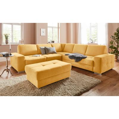 Ecksofa SIT & MORE "Santorini L-Form", gelb (senf), B:276cm H:82cm T:271cm, Struktur (100% Polyester), Struktur fein (95% Polyester, 5% Polyamid), Sofas, mit Federkern und Sitztiefenverstellung, wahlweise mit Bettfunktion Image