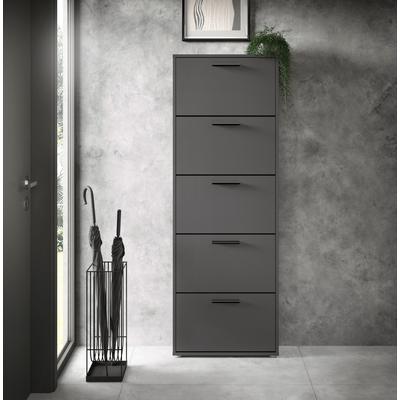 Schuhkommode HBZ "Sam Schuhkipper, Schuhschrank BxHxT 59x169x17 cm", grau (anthrazit, anthrazit), B:59cm H:169cm T:17cm, Holzwerkstoff, Sideboards, mit 5 Klappen Image
