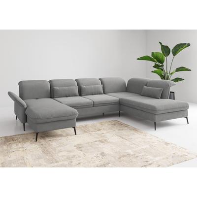 Wohnlandschaft SIT & MORE "Emely, inkl. Sitztiefenverstellung", grau, B:359cm H:92cm T:231cm, 100% Polyester, Sofas, wahlweise mit Bettfunktion,Bettkasten,Kopf- & Armteilverstellung Image