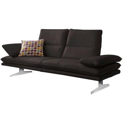 2-Sitzer W.SCHILLIG "broadway, Designsofa mit tollem Sitzkomfort", braun (braun z59), B:216cm H:94cm T:96cm, Longlife Xtra-Leder Z59: Glattleder mit modischer Prägung. Hautstärke 0, 9 - 1, 1 mm, Sofas, Sitztiefenverstellung, Kopfteil- &... Image