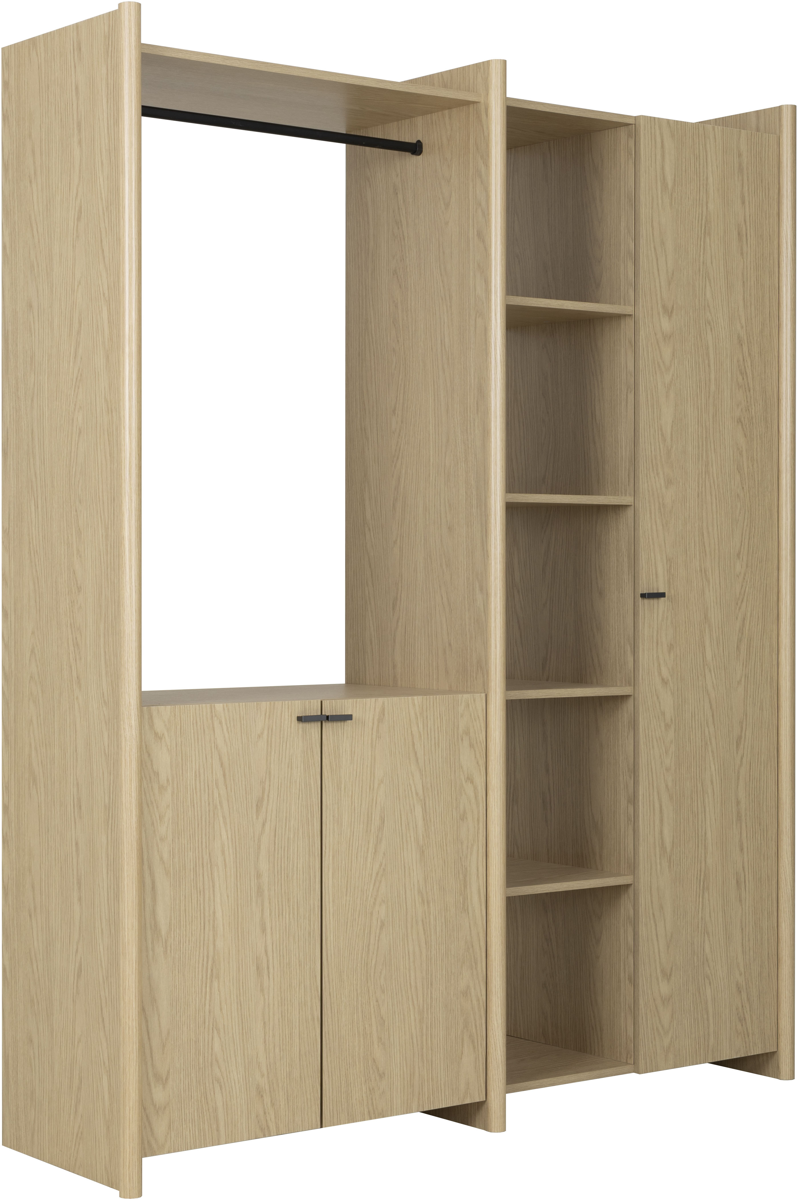 Garderobenschrank GAMI "GALYS Garderobenschrank", eiche rookwood nachbildung, B:162cm H:200cm T:47cm, Schränke, Garderobenschrank, Stauraummöbel mit Kleiderstange, geschlossenem Schrank, Regalfächern.