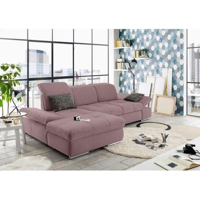 Ecksofa "SO4100 V", lila (flieder), B:284cm H:80cm T:190cm, SET ONE BY MUSTERRING, Sofas, mit verstellbaren Kopfteilen, wahlweise mit Funktionen, Cord-Bezug Image