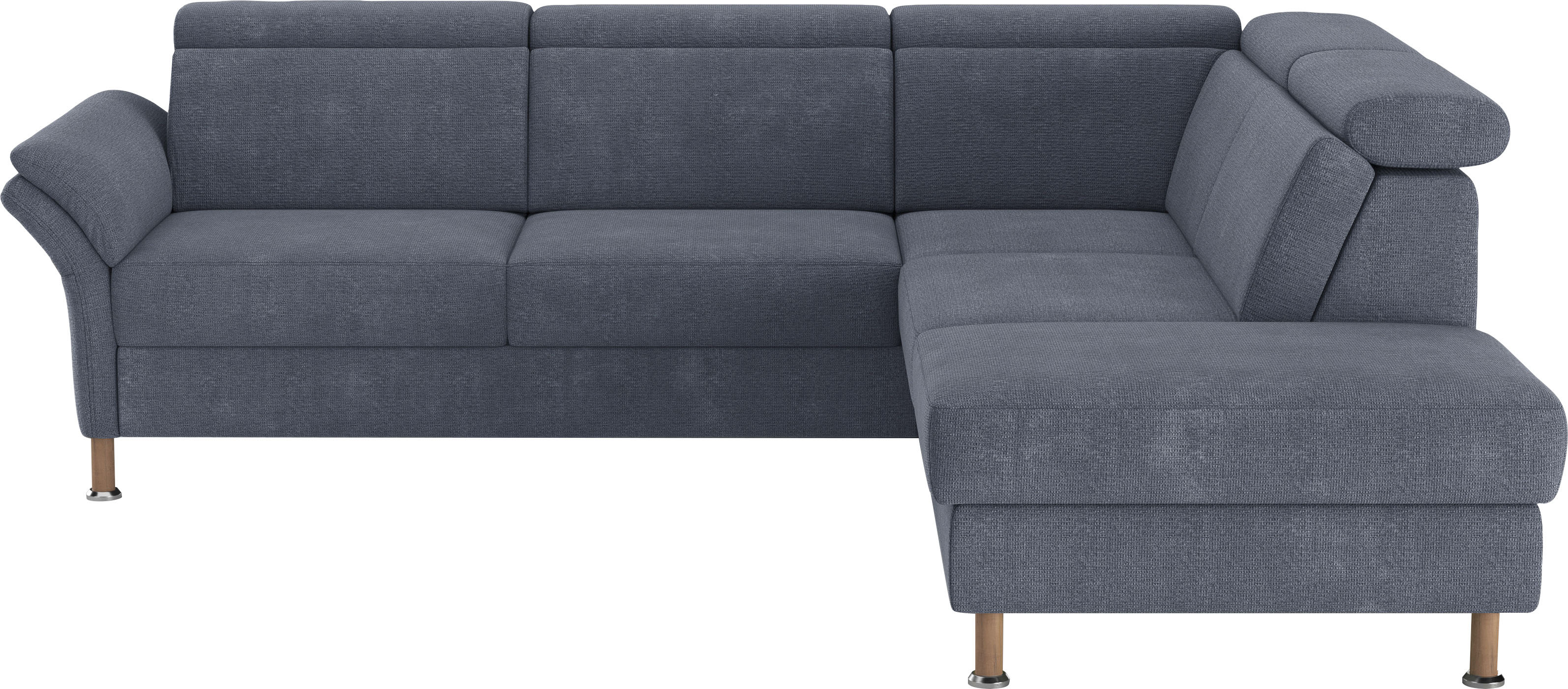 Ecksofa HOME AFFAIRE "Calypso L-Form", grau (grau, blau), B:259cm H:85cm T:227cm, 100% Polyester, Sofas, Ecksofa, mit Relaxfunktion motorisch im Sofa 2,5- Sitzer