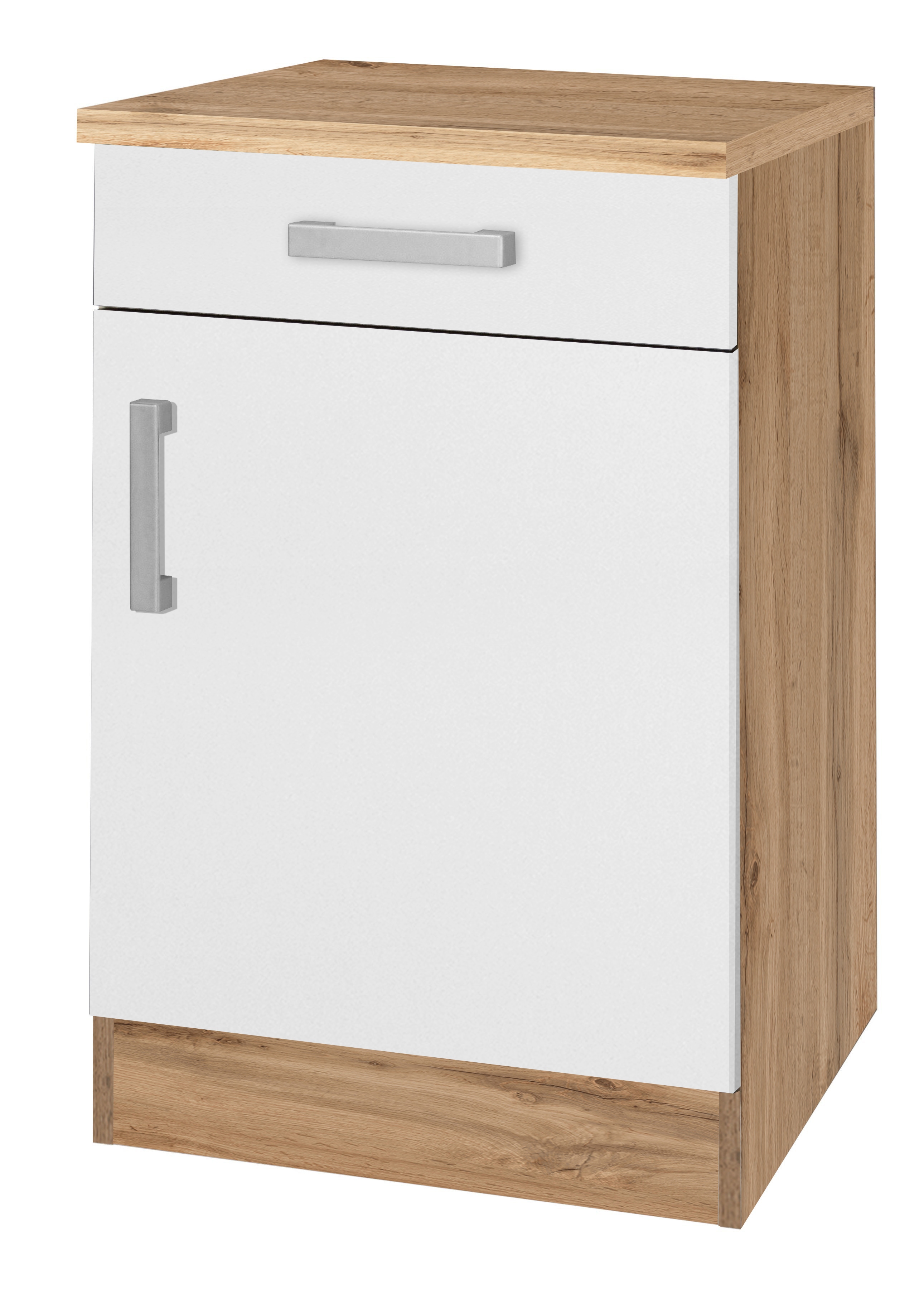Unterschrank KOCHSTATION "KS-Toronto, Breite 50 cm", weiß (weiß, wotaneiche), B:50cm H:85cm T:60cm, Spanplatte, Schränke Image