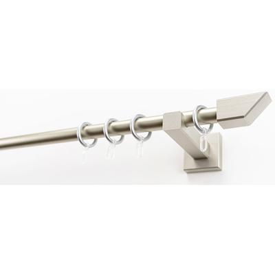 Gardinenstange GARESA "CUBUS", silber (mattchromfarben), L:190cm Ø:20mm, Metall, Holzwerkstoff, Gardinenstangen, Vorhanggarnitur, verlängerbar, Endknopf abgeschrägt, mit Ringe Image